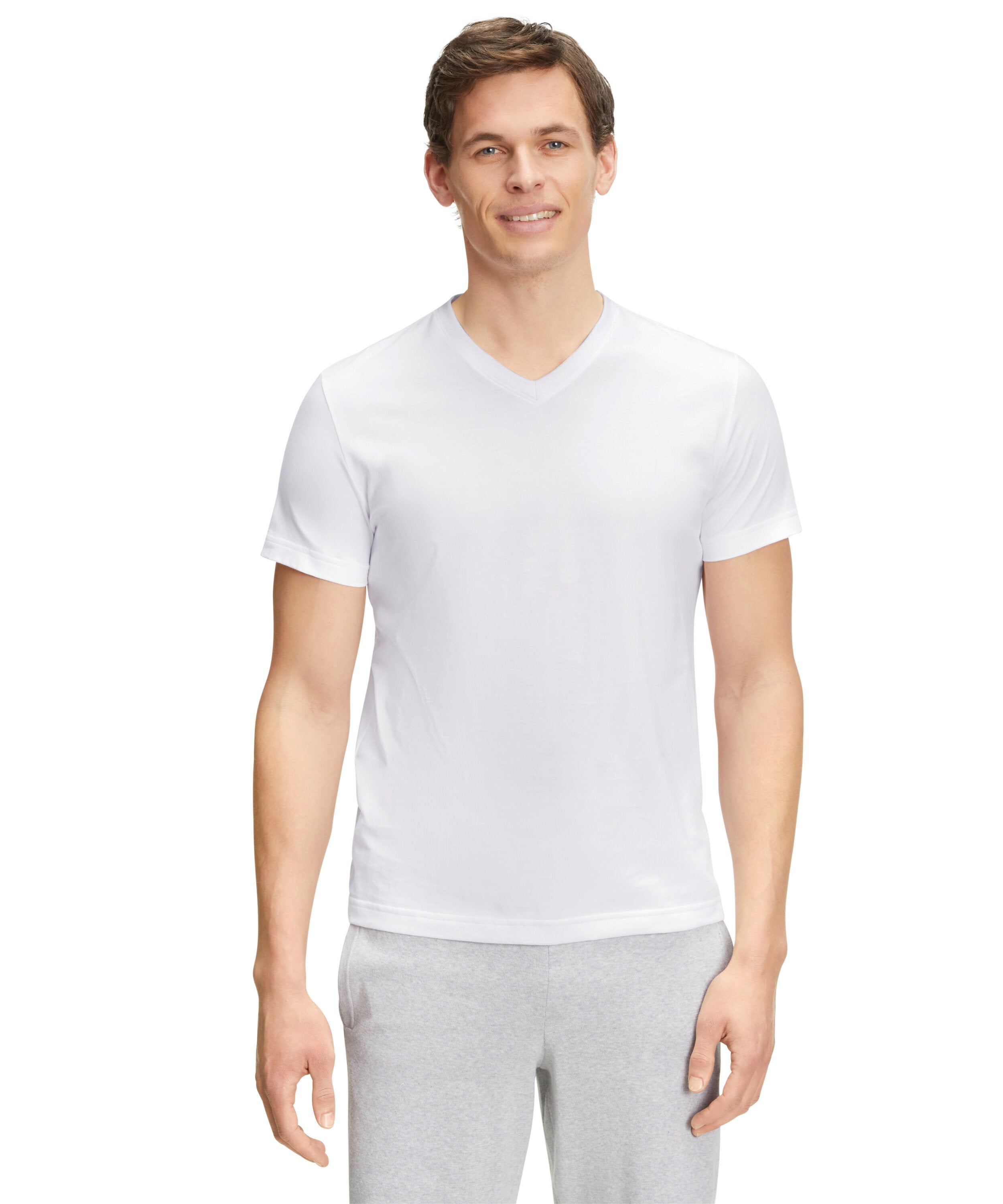 Falke Men T-Shirt V-neck - Men - white