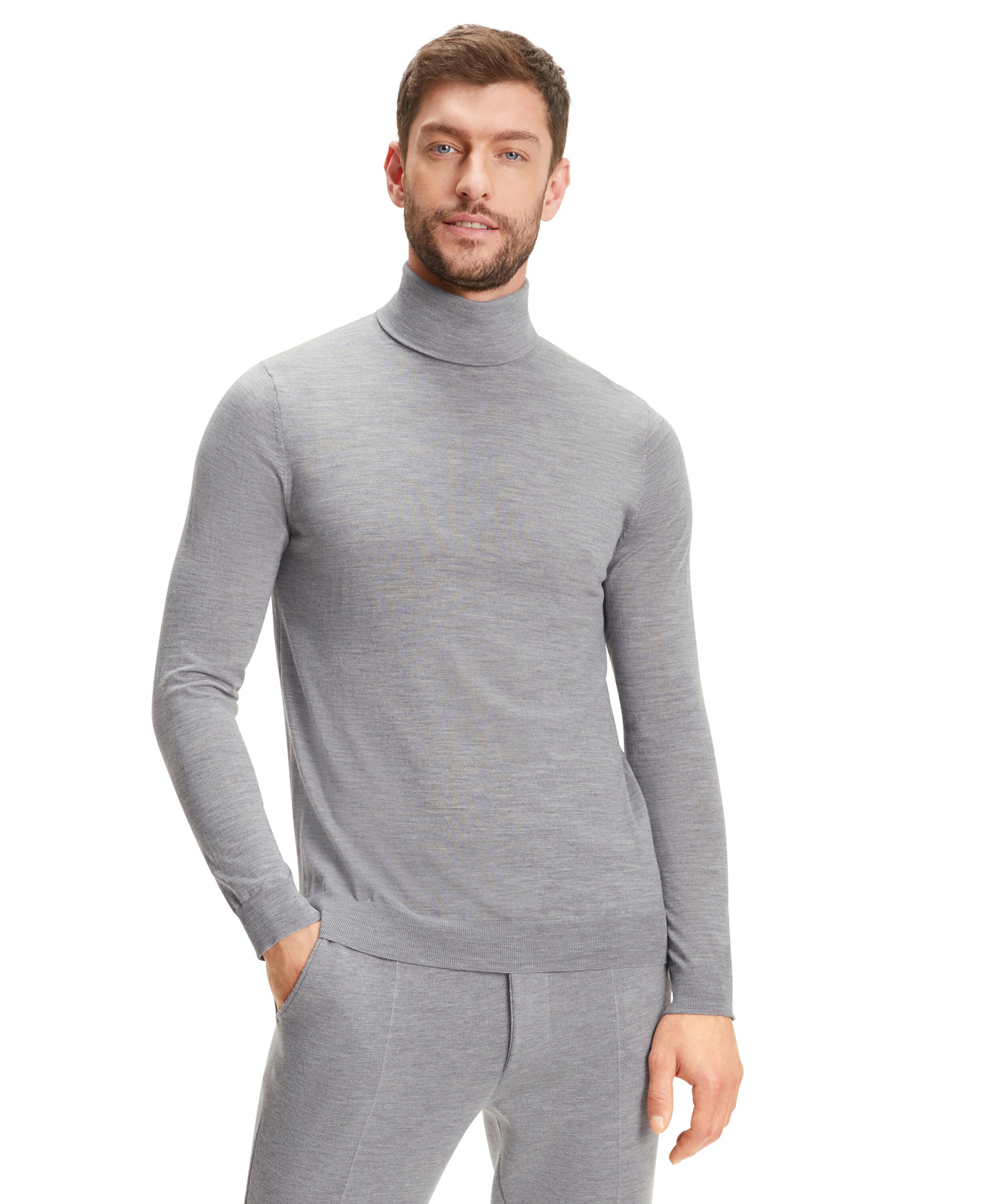 Falke Men Pullover Round-neck - Men - light greymel.