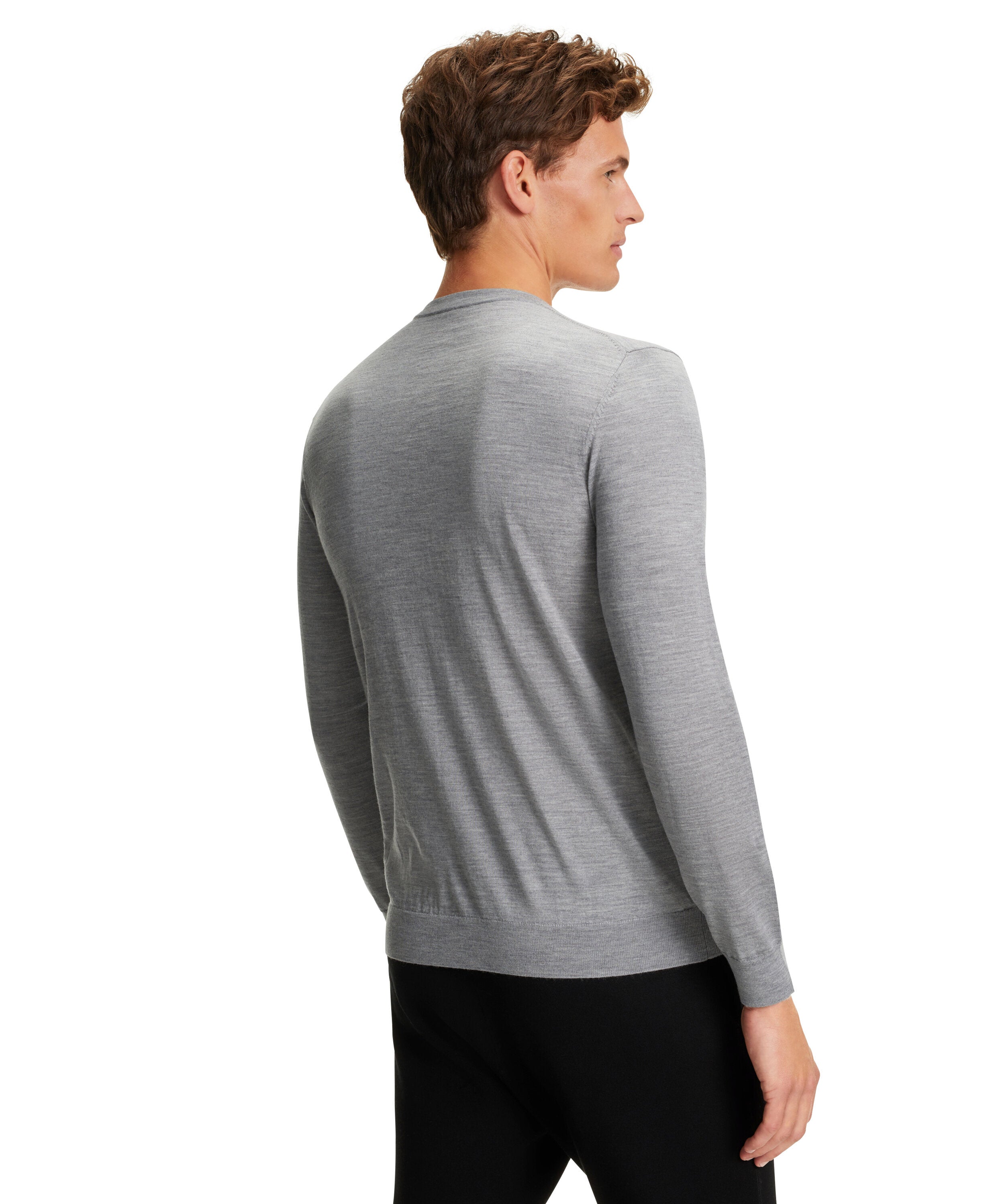 Falke Men Pullover V-neck - Men - light greymel.