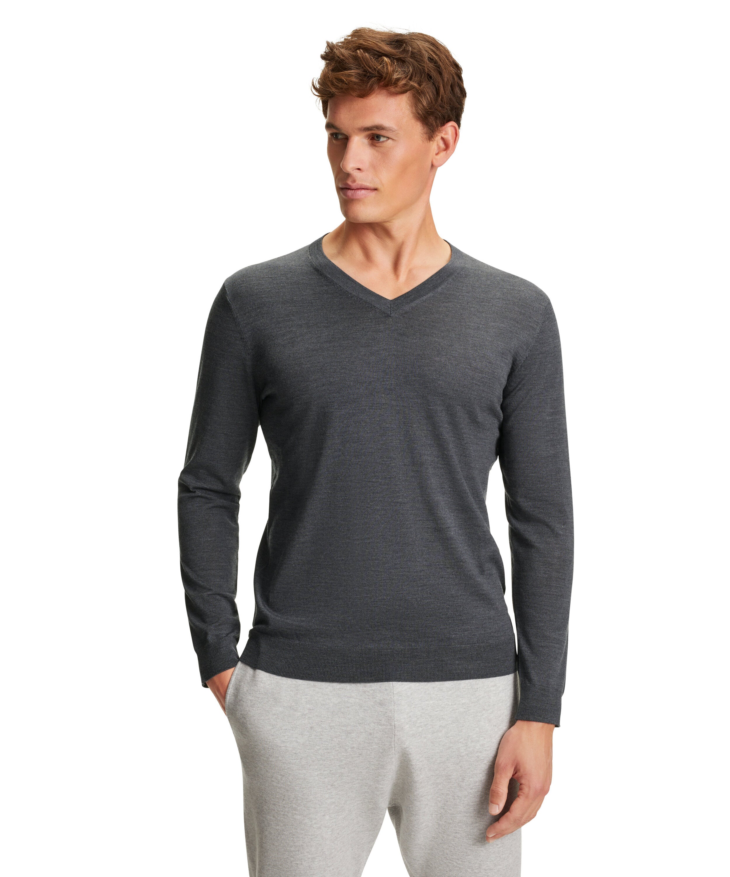 Falke Men Pullover V-neck - Men - dark grey