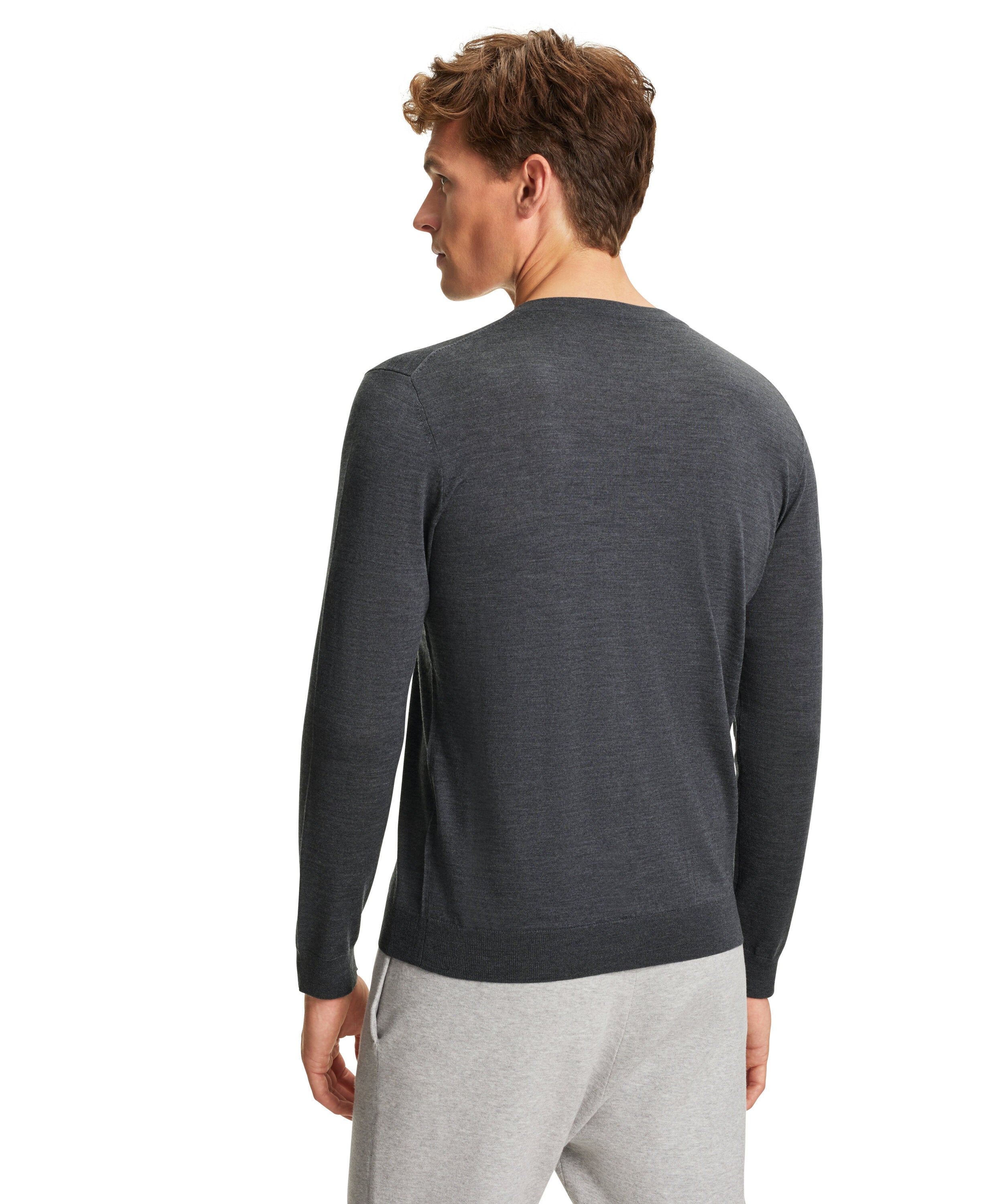 Falke Men Pullover V-neck - Men - dark grey