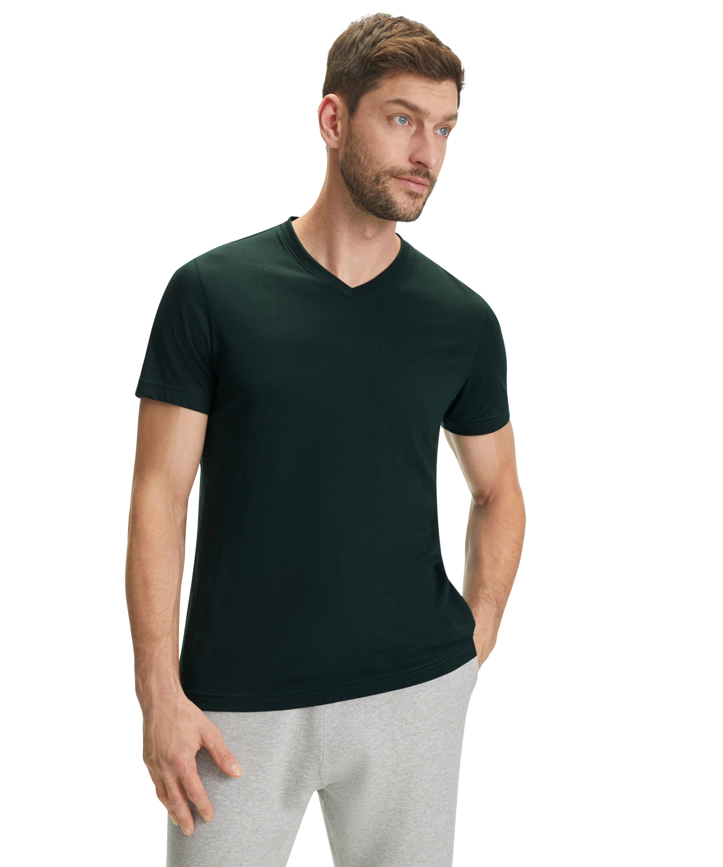 Falke Men T-Shirt V-neck - Men - thyme