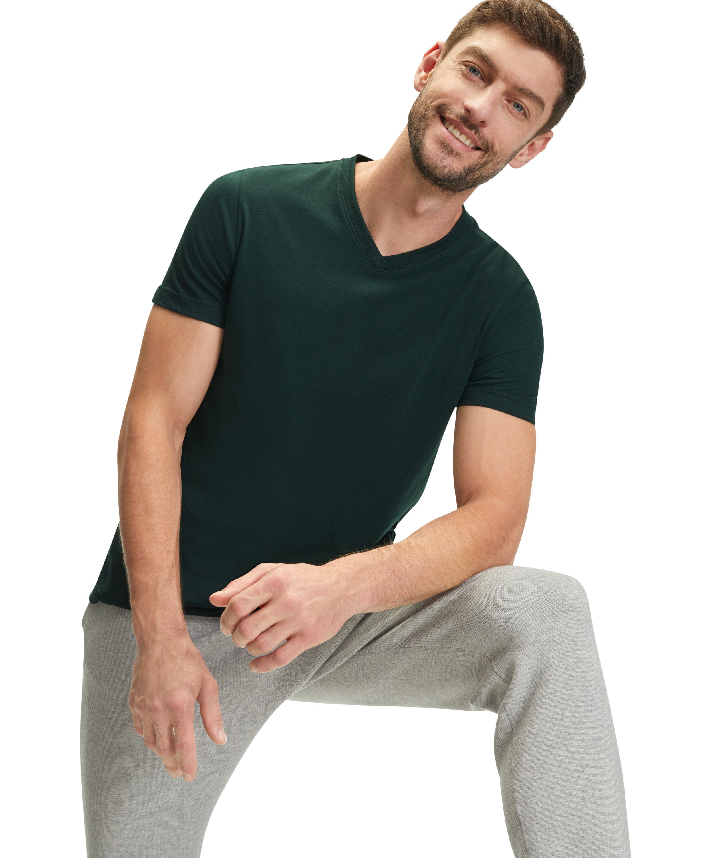 Falke Men T-Shirt V-neck - Men - thyme