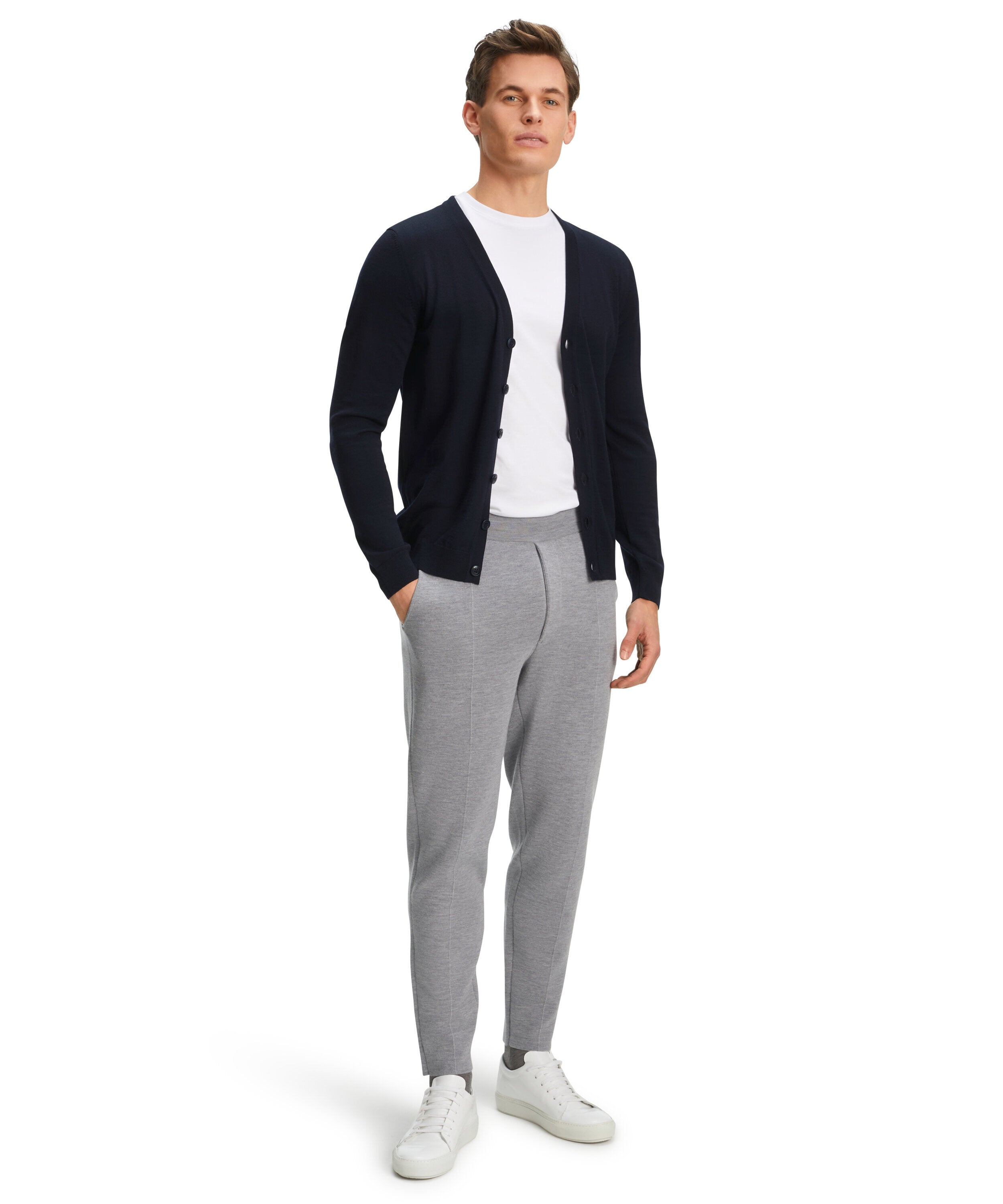 Falke Men Cardigan V-neck - Men - night sky