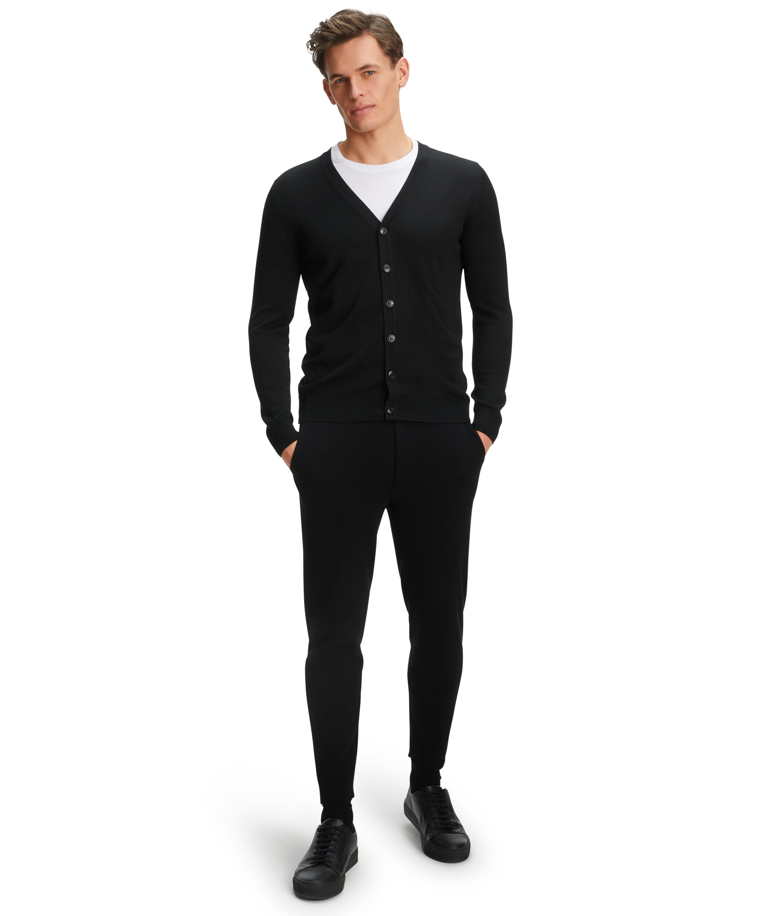Falke Men Cardigan V-neck - Men - black