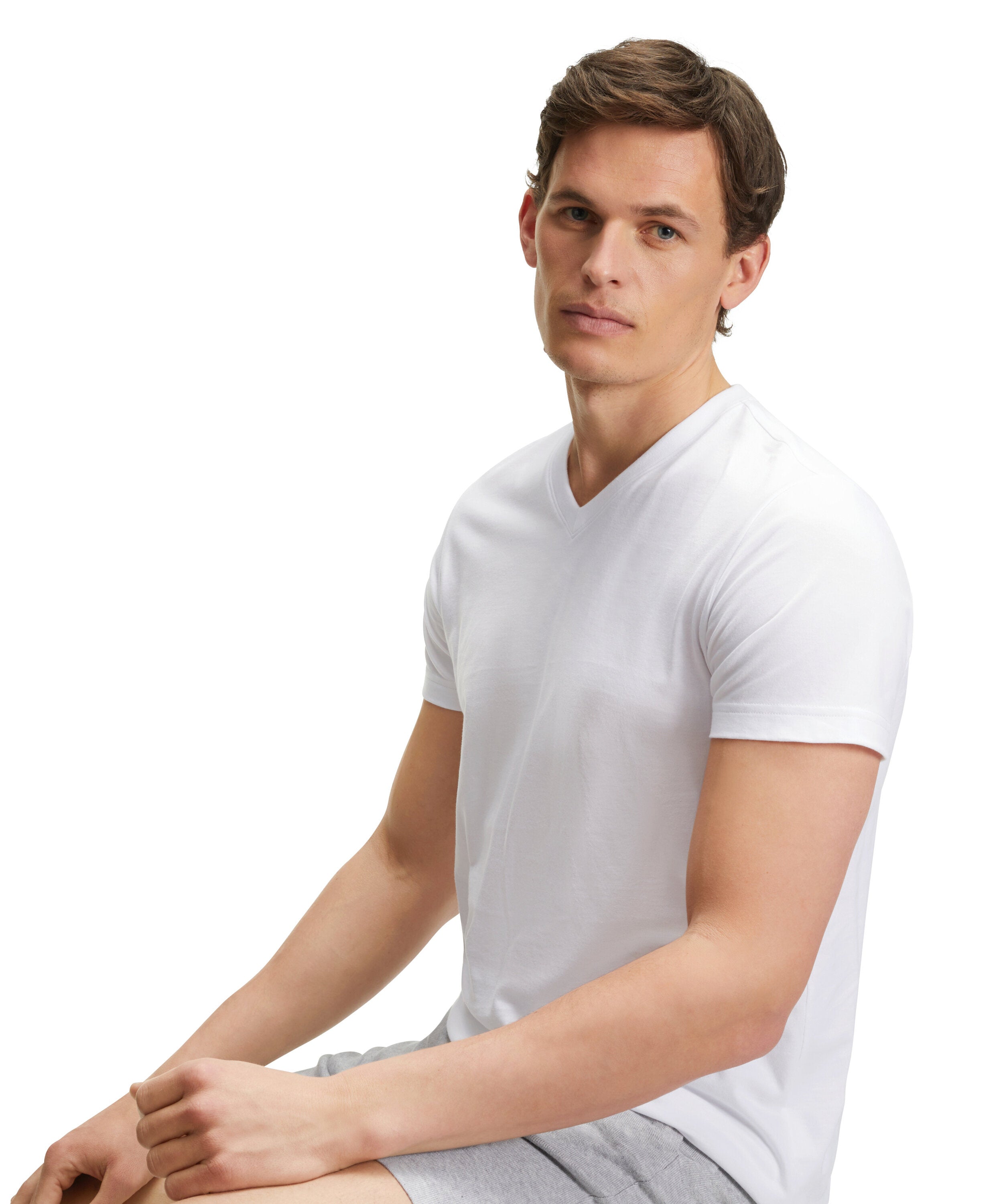 Falke Men T-Shirt V-neck - Men - white