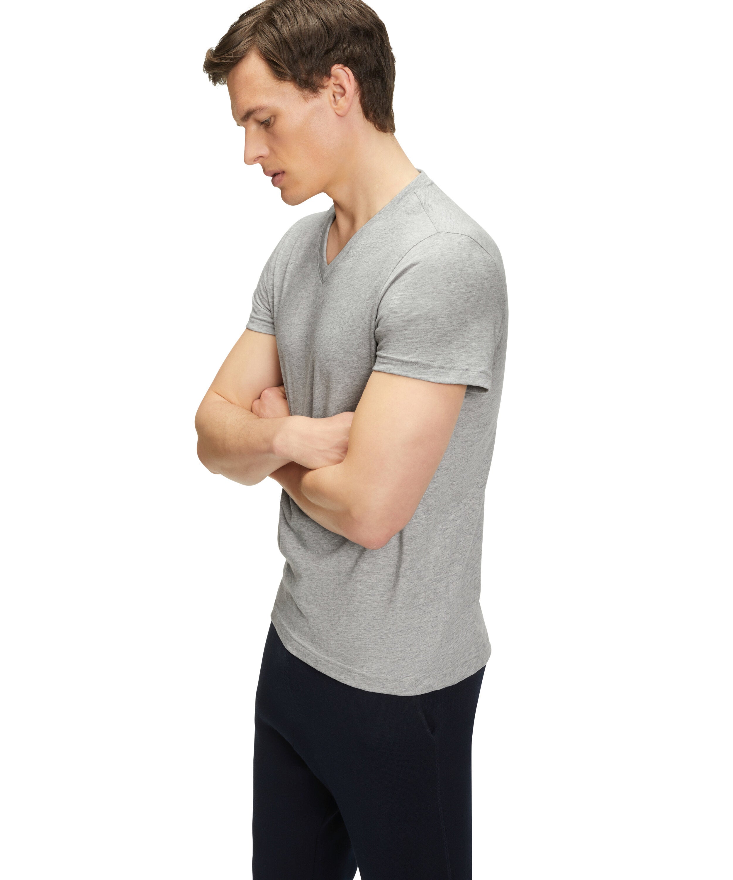 Falke Men T-Shirt V-neck - Men - light grey
