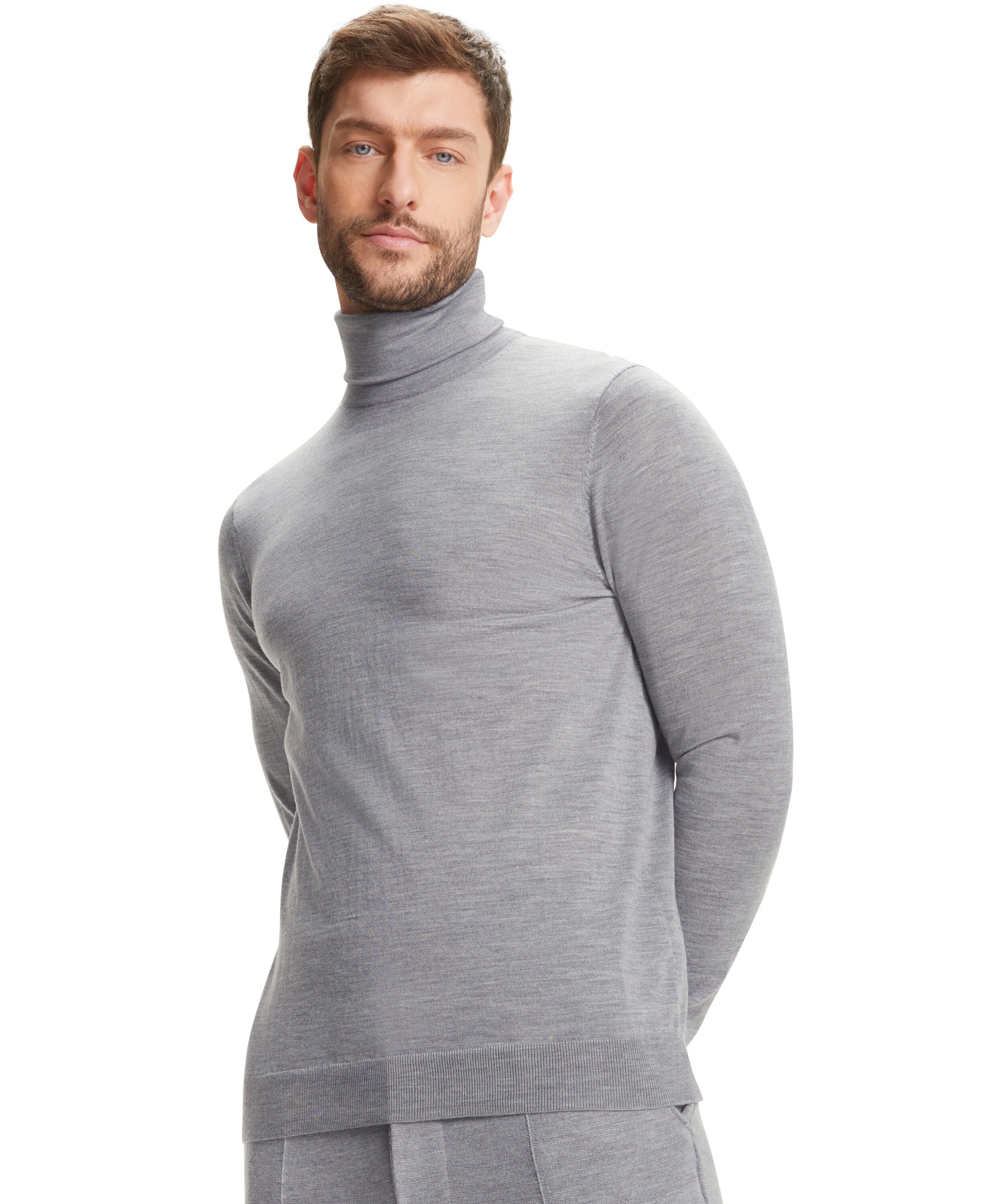 Falke Men Pullover Round-neck - Men - light greymel.