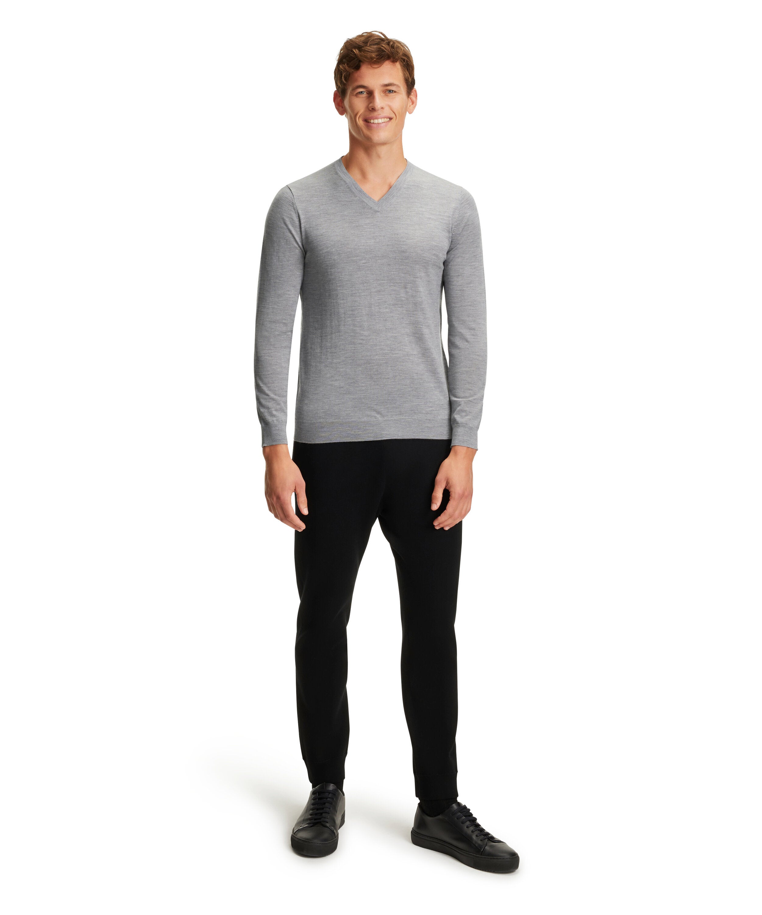Falke Men Pullover V-neck - Men - light greymel.