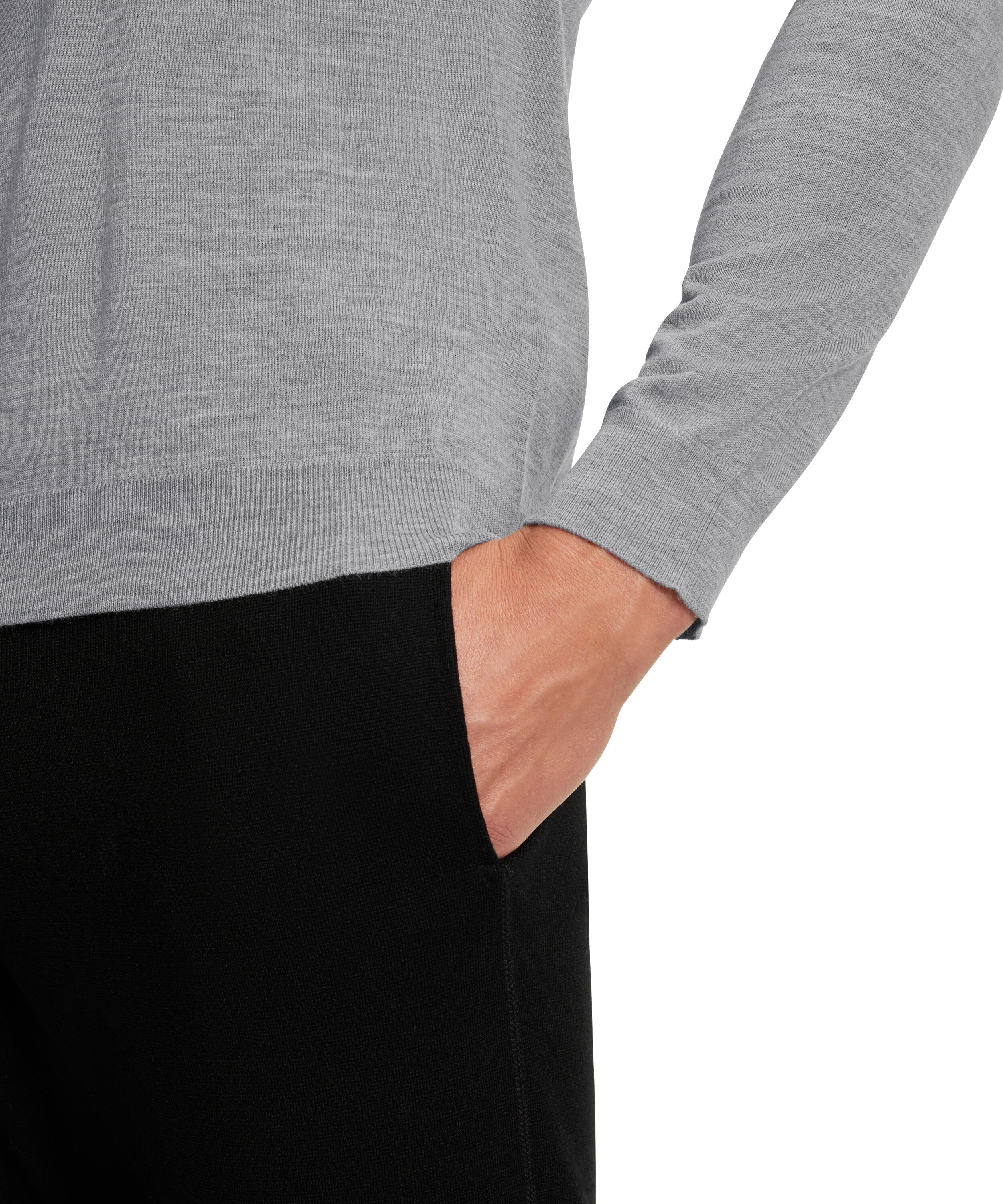 Falke Men Pullover V-neck - Men - light greymel.