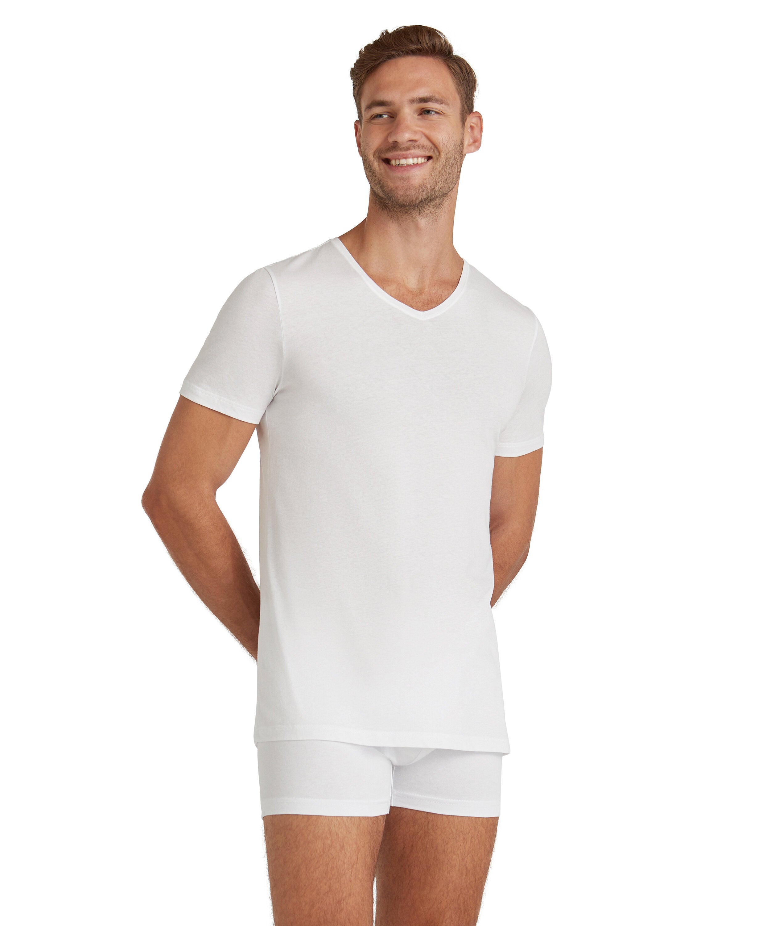 Falke Men T-Shirt V-neck Daily Natural - Men - white