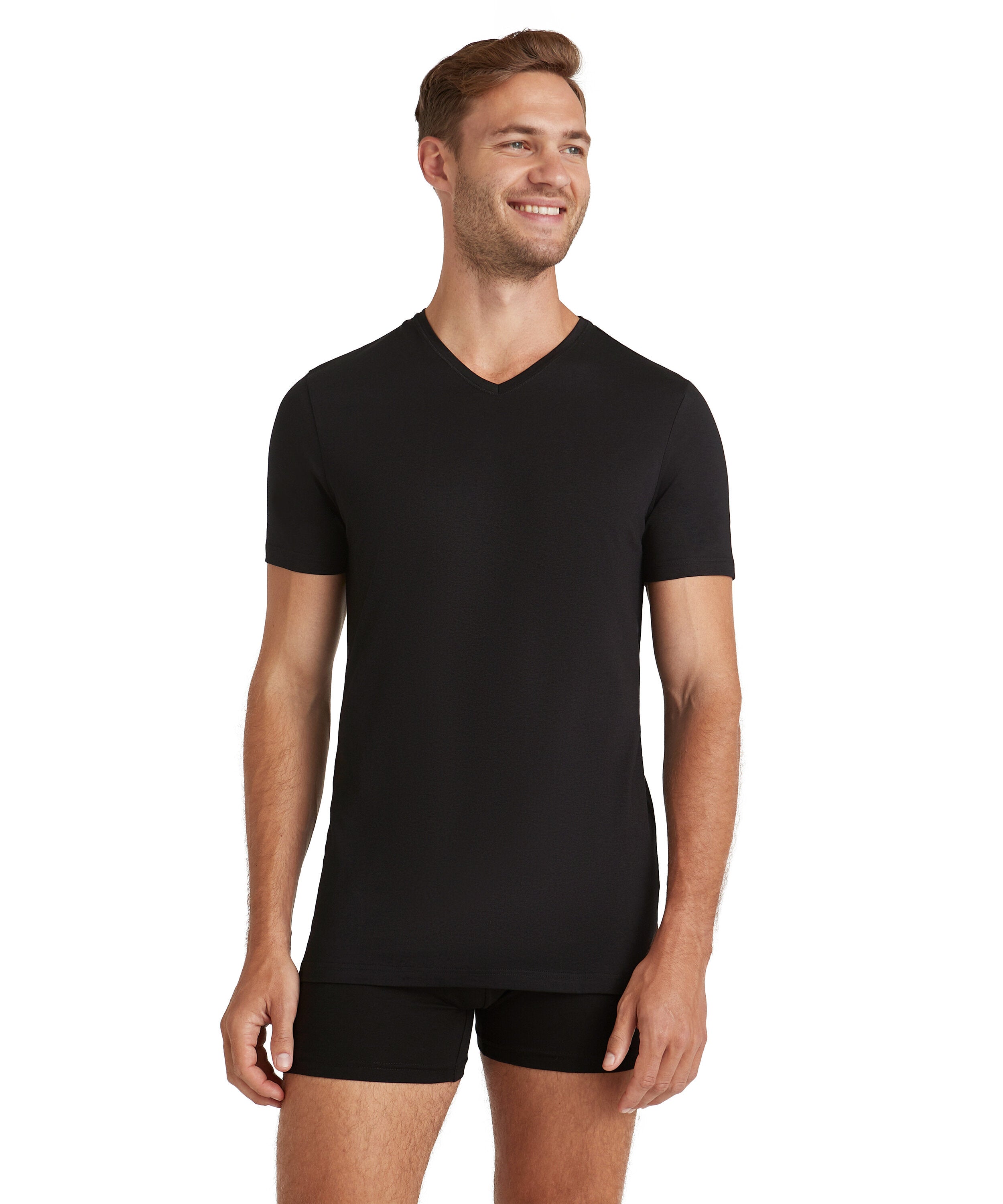 Falke Men T-Shirt V-neck Daily Natural - Men - black