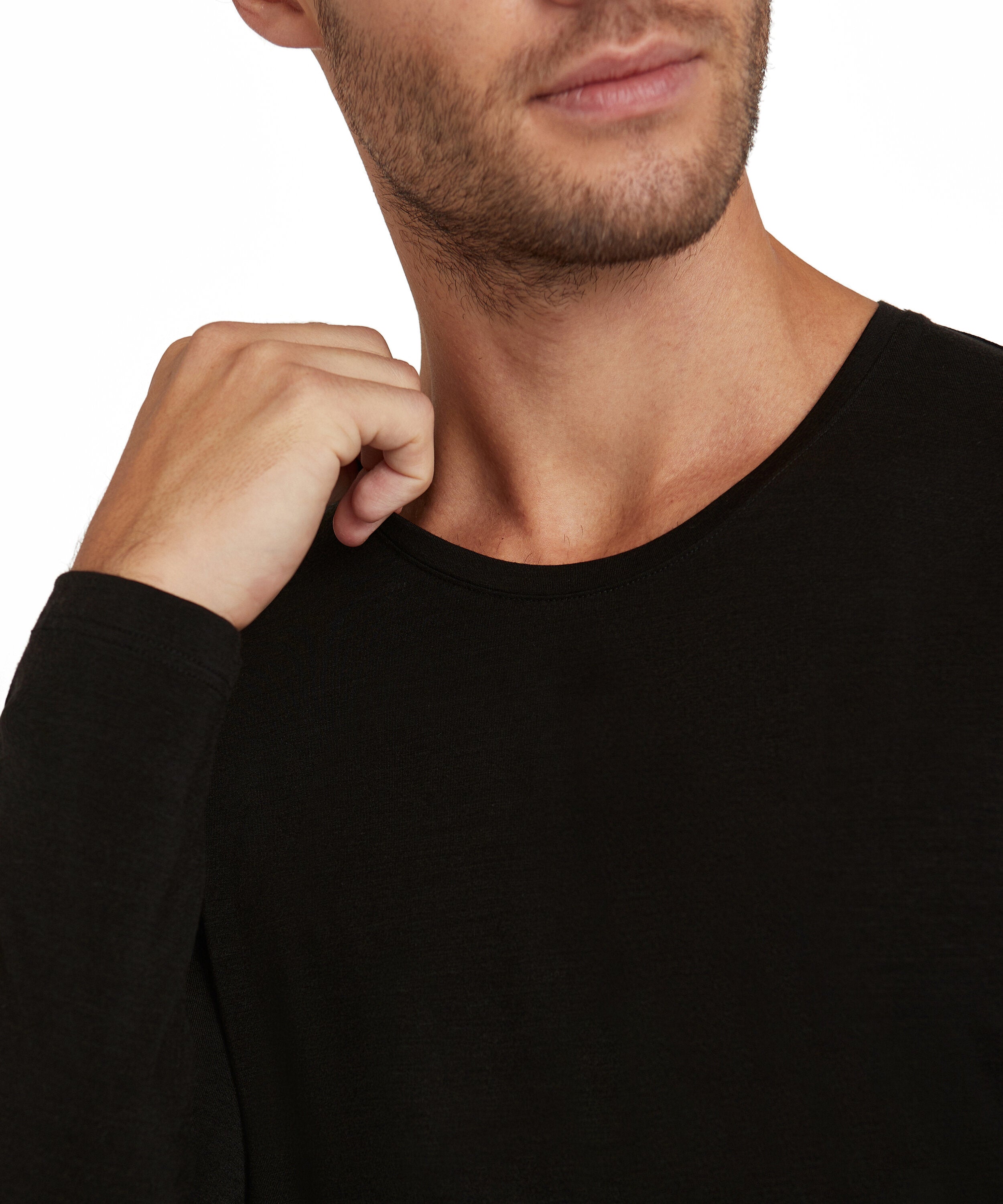 Falke Men Long-sleeve shirt Round-neck Daily ClimaWool - Men - black
