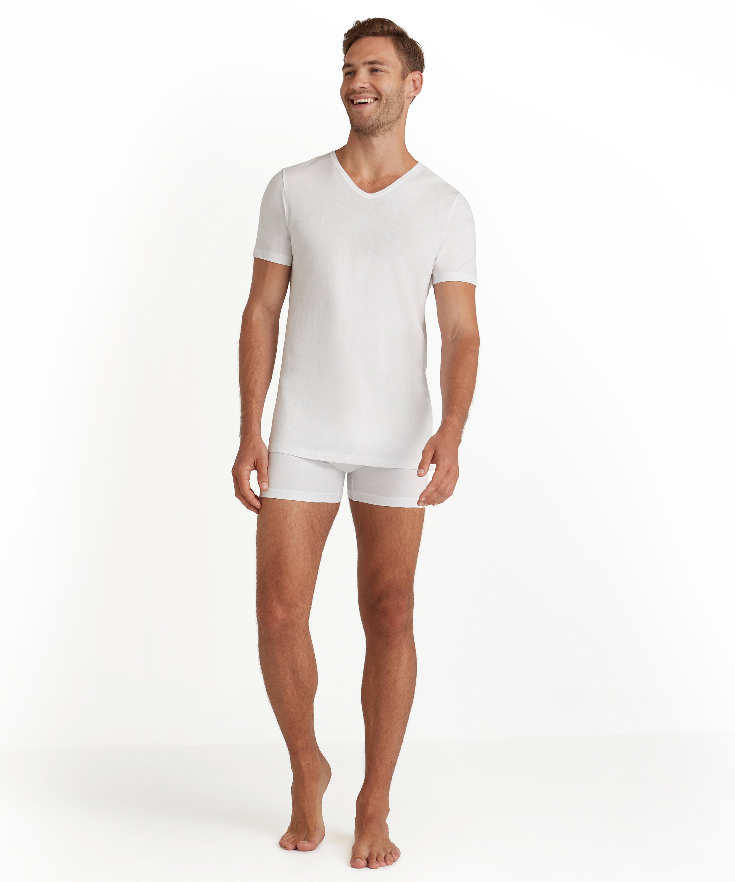 Falke Men T-Shirt V-neck Daily Natural - Men - white