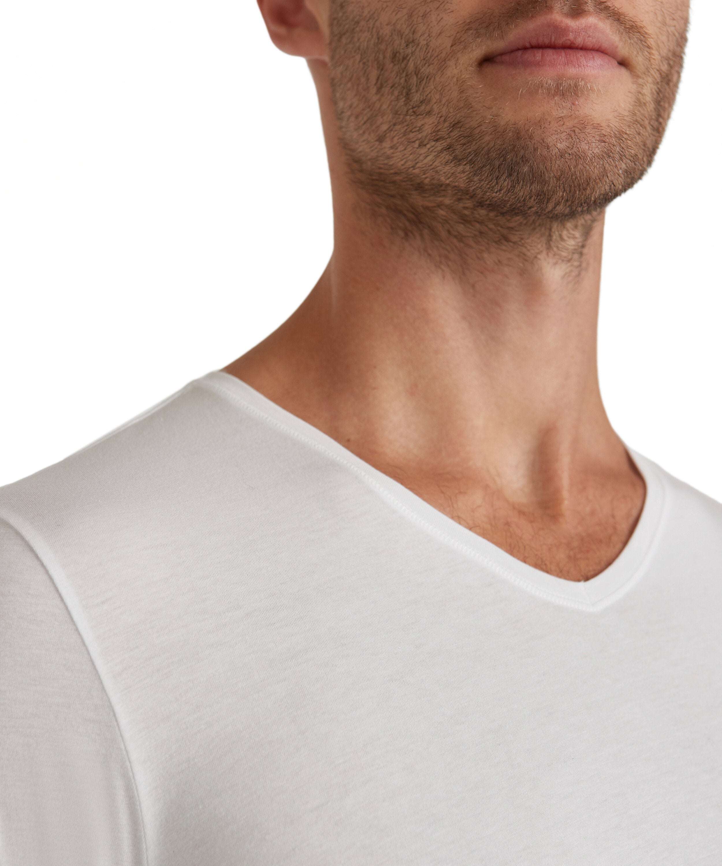 Falke Men T-Shirt V-neck Daily Natural - Men - white