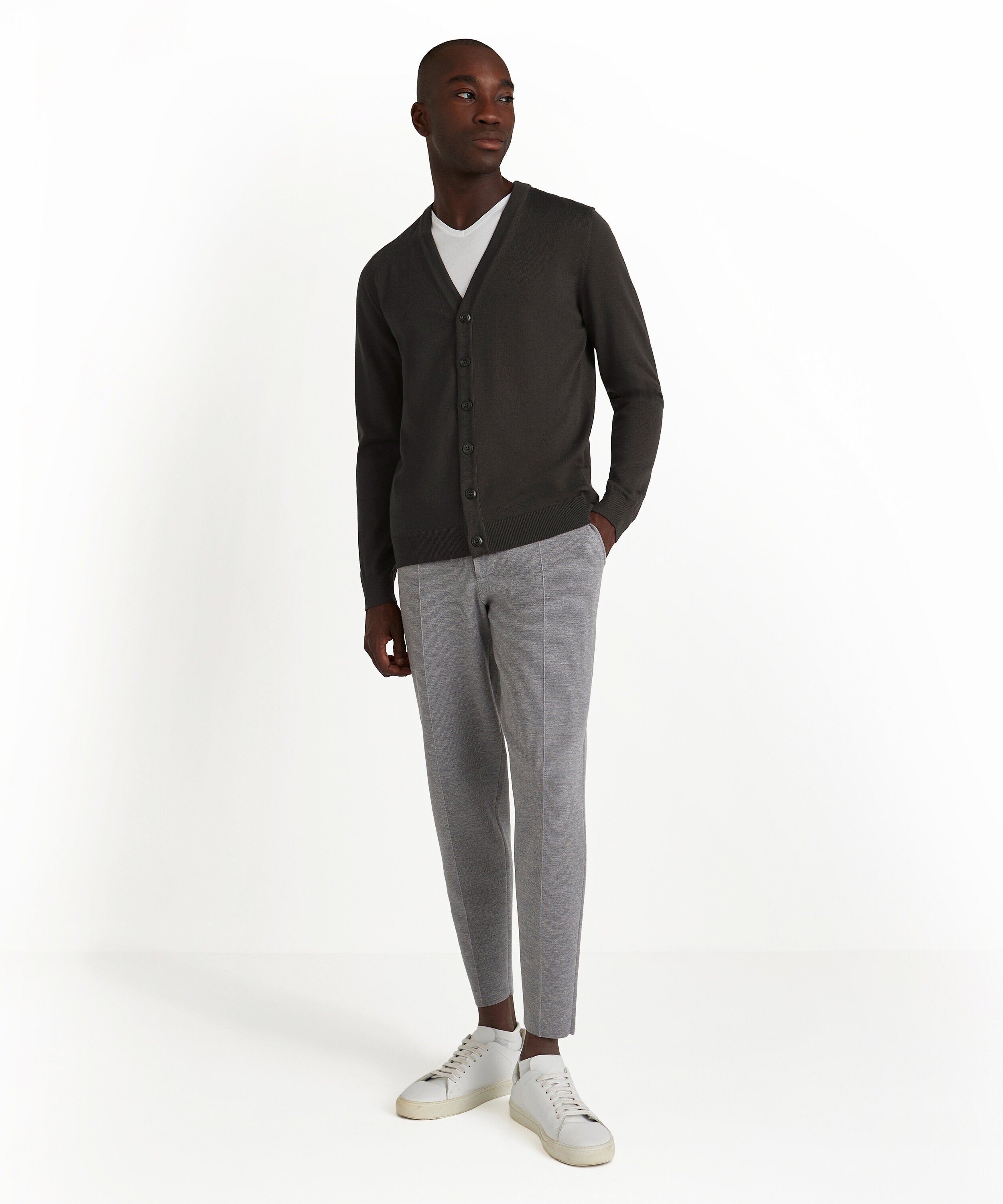 Falke Men Cardigan V-neck - Men - brown mel.