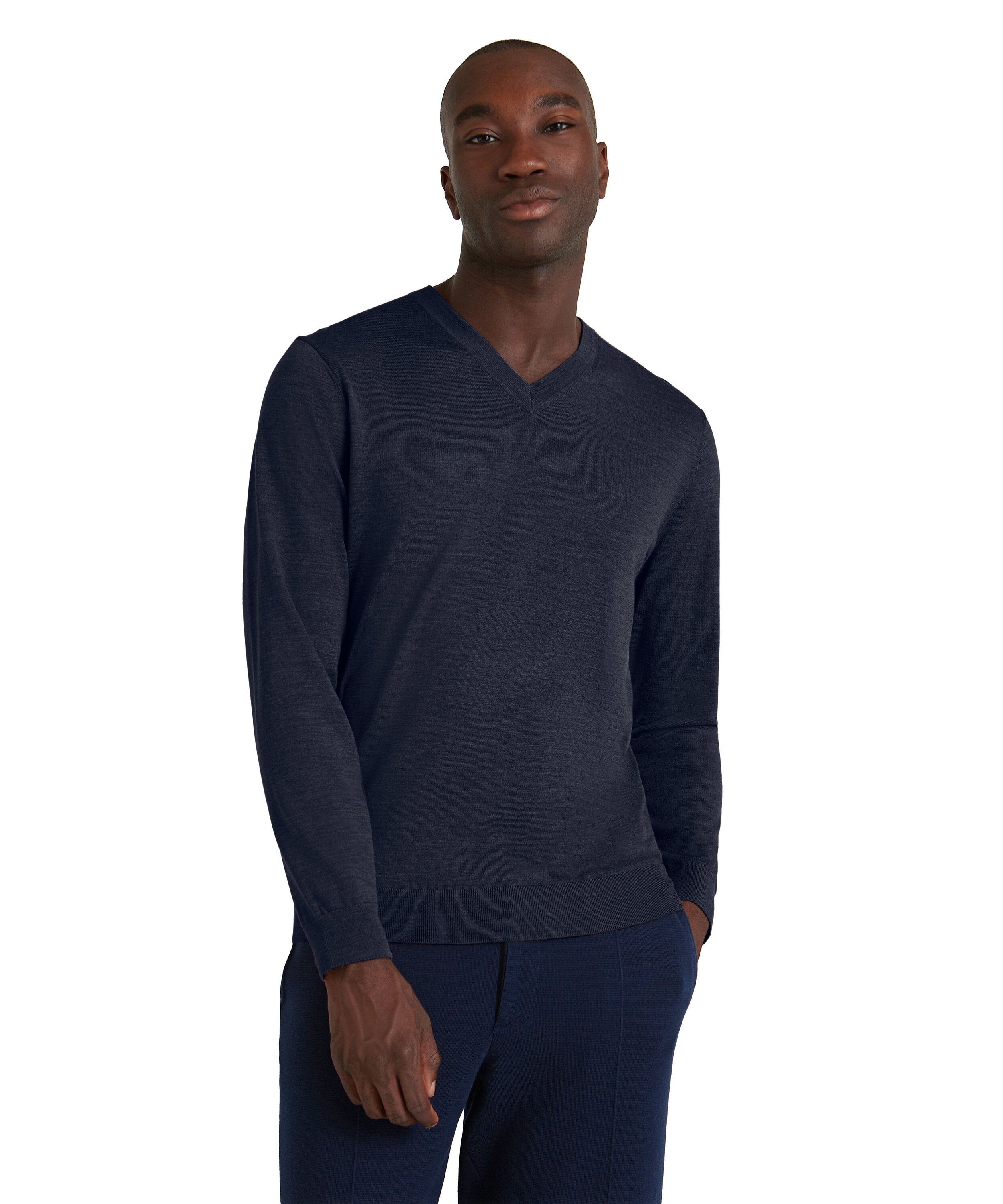 Falke Men Pullover V-neck - Men - space blue