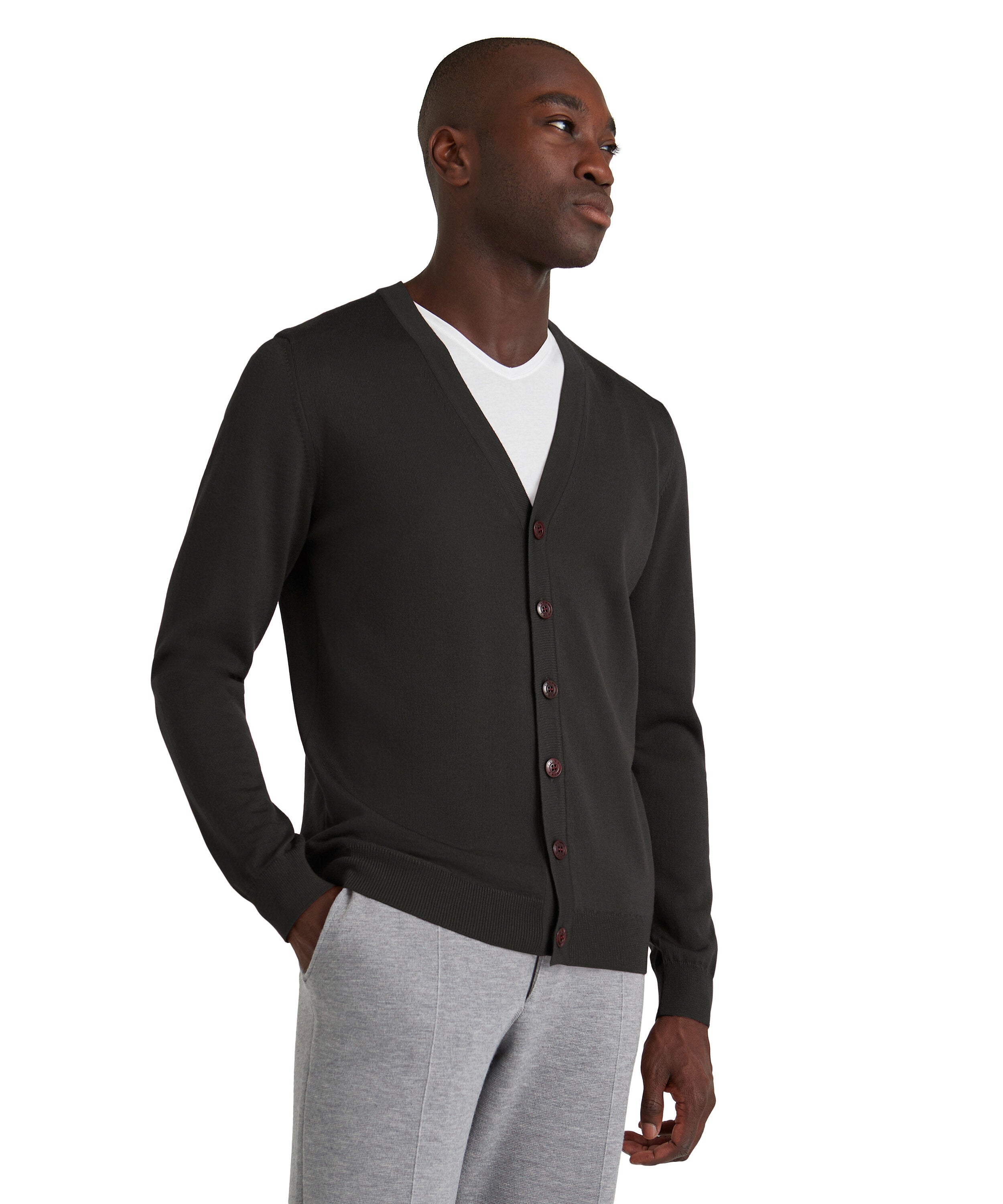 Falke Men Cardigan V-neck - Men - brown mel.