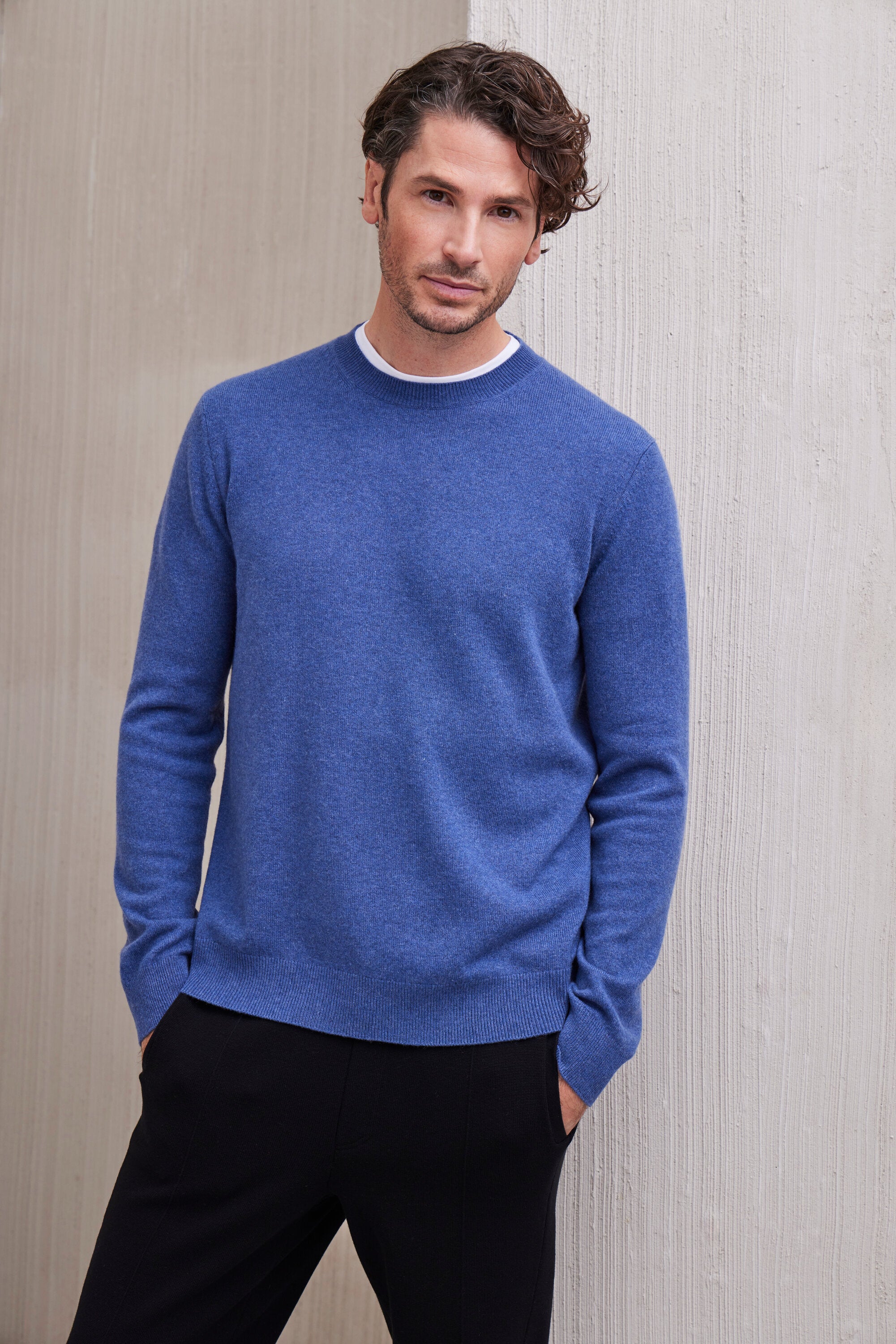 Falke Men Pullover Round-neck - Men - bluestone