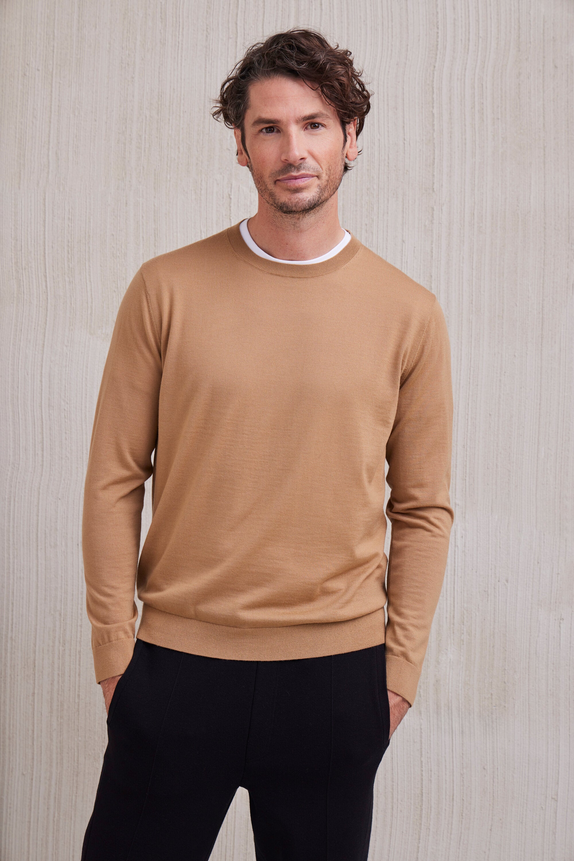 Falke Men Pullover Round-neck - Men - green mel.