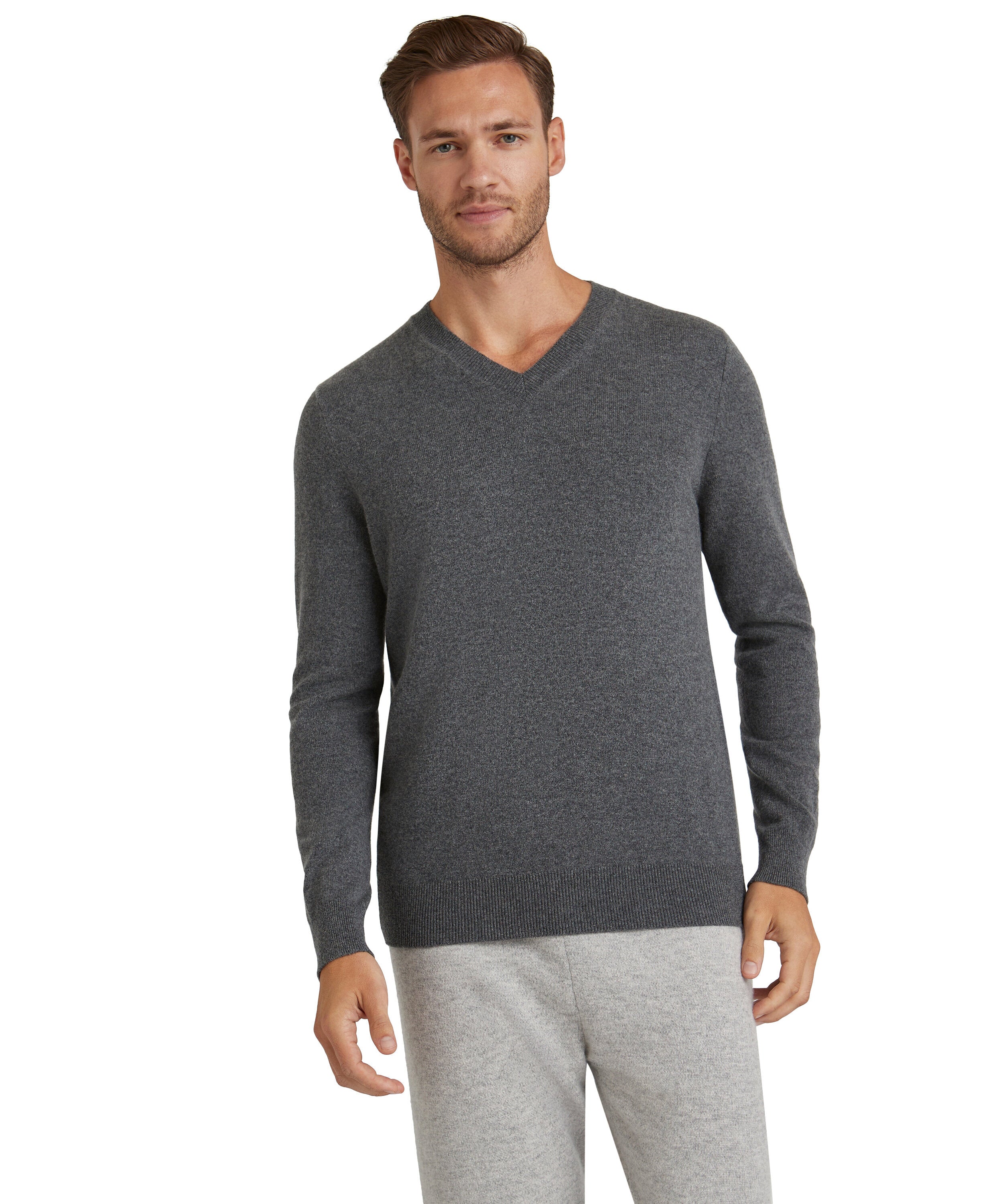 Falke Men Pullover V-neck - Men - dark grey -heather