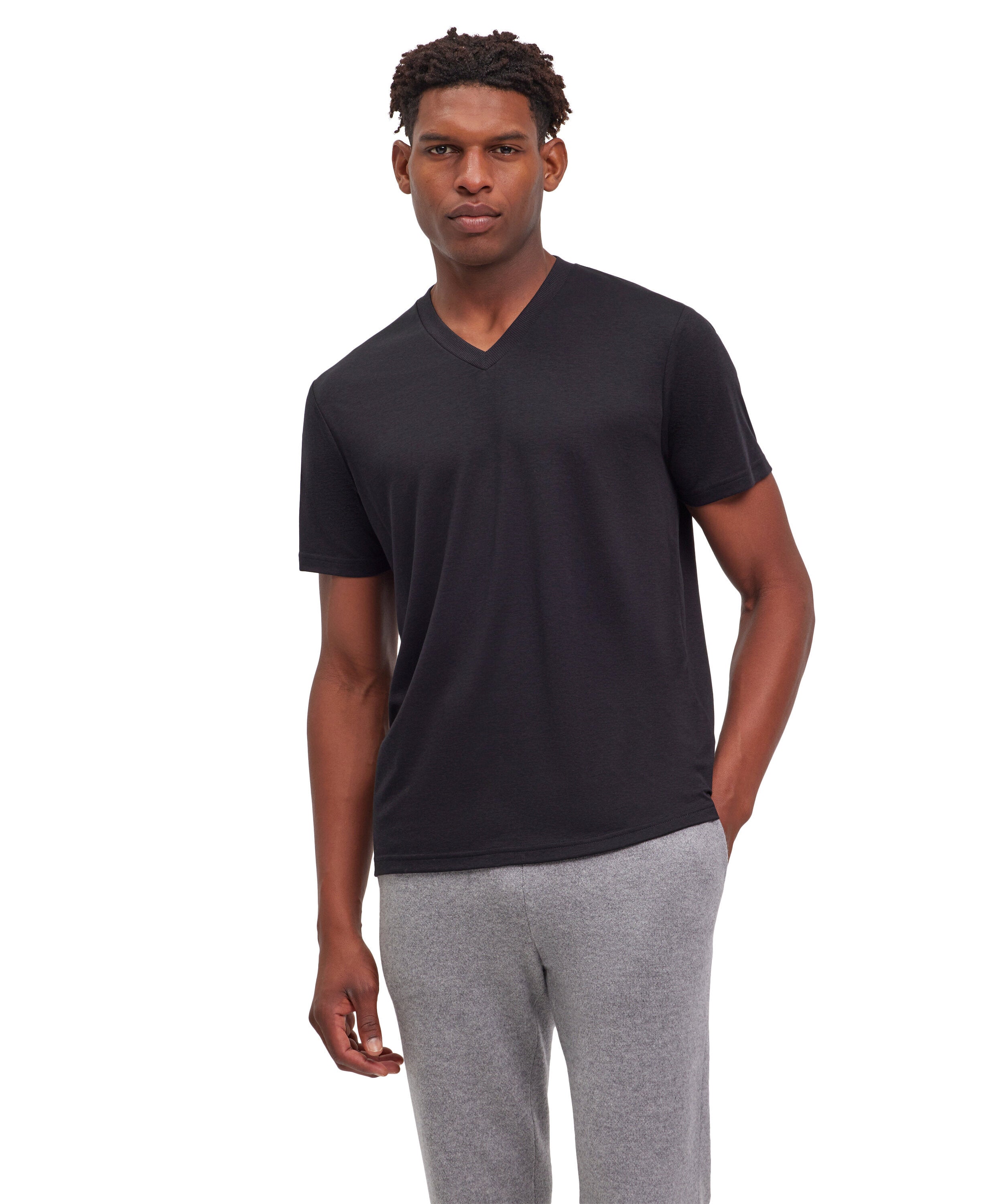 Falke Men T-Shirt V-neck - Men - black