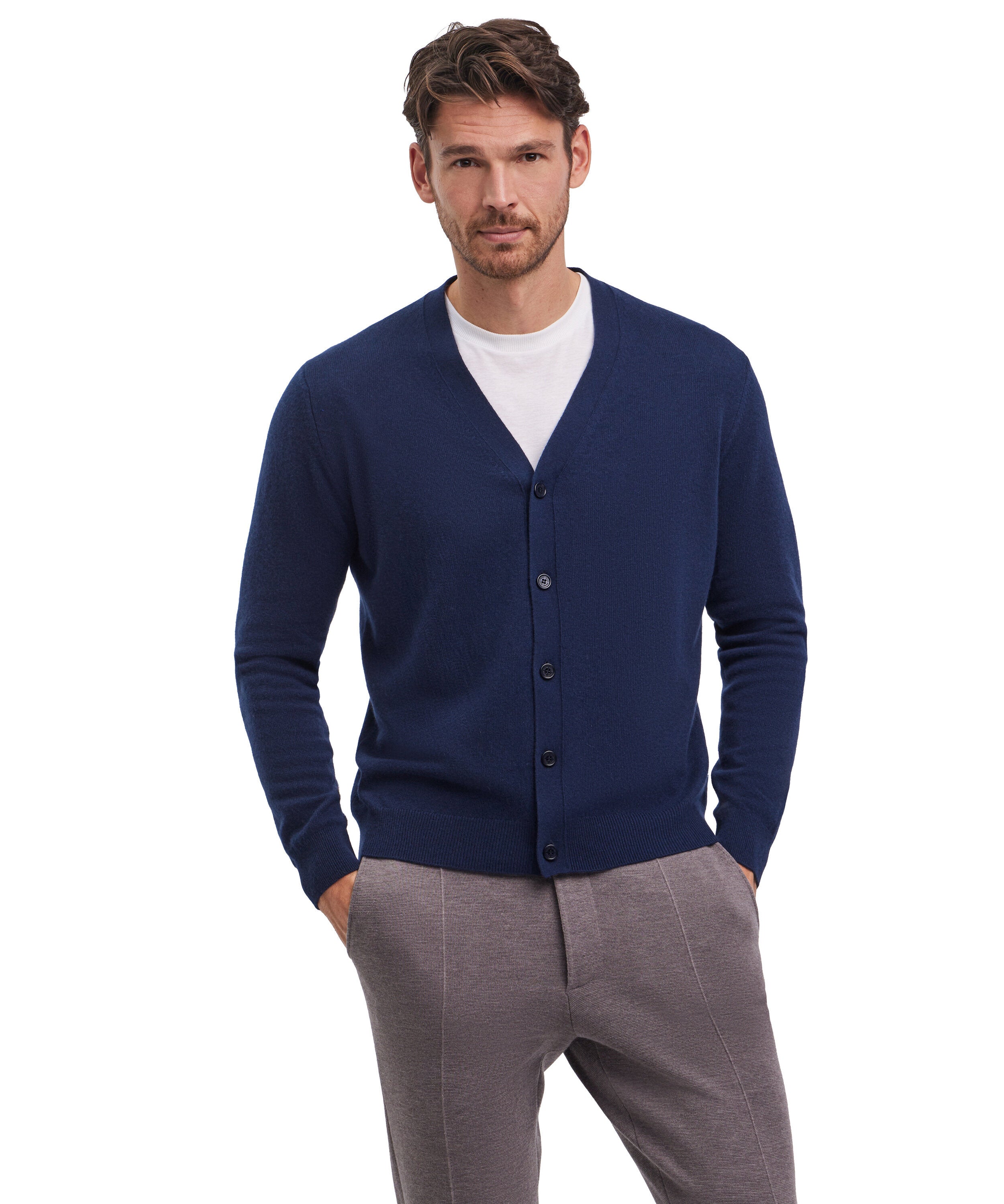 Falke Men Cardigan Round-neck - Men - space blue