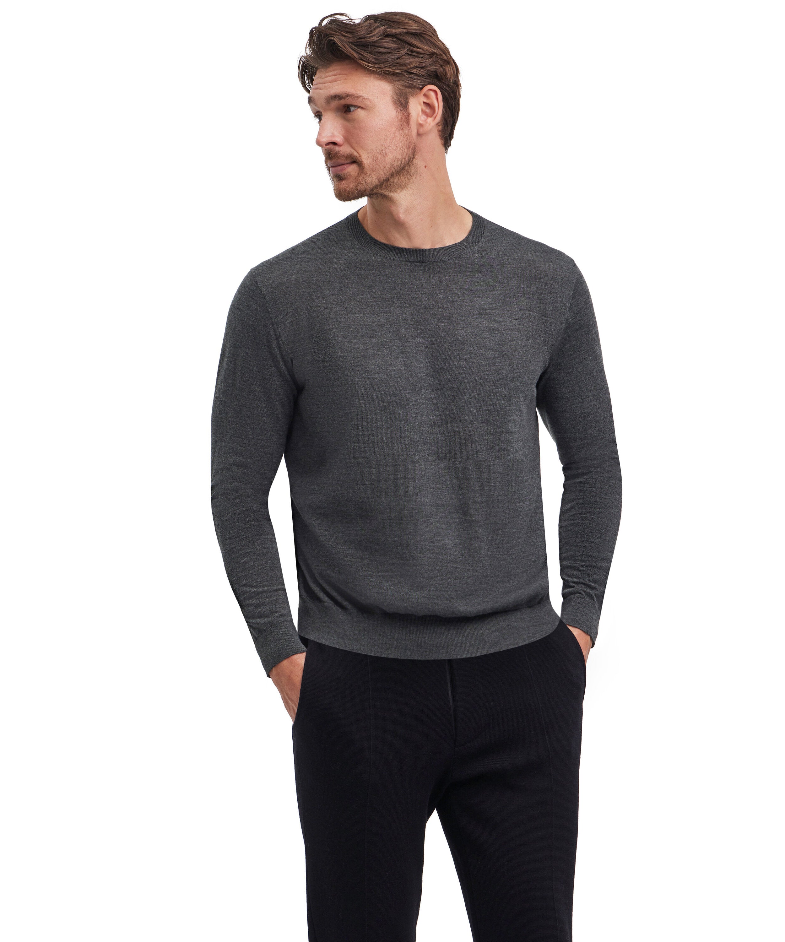 Falke Men Pullover Round-neck - Men - green mel.