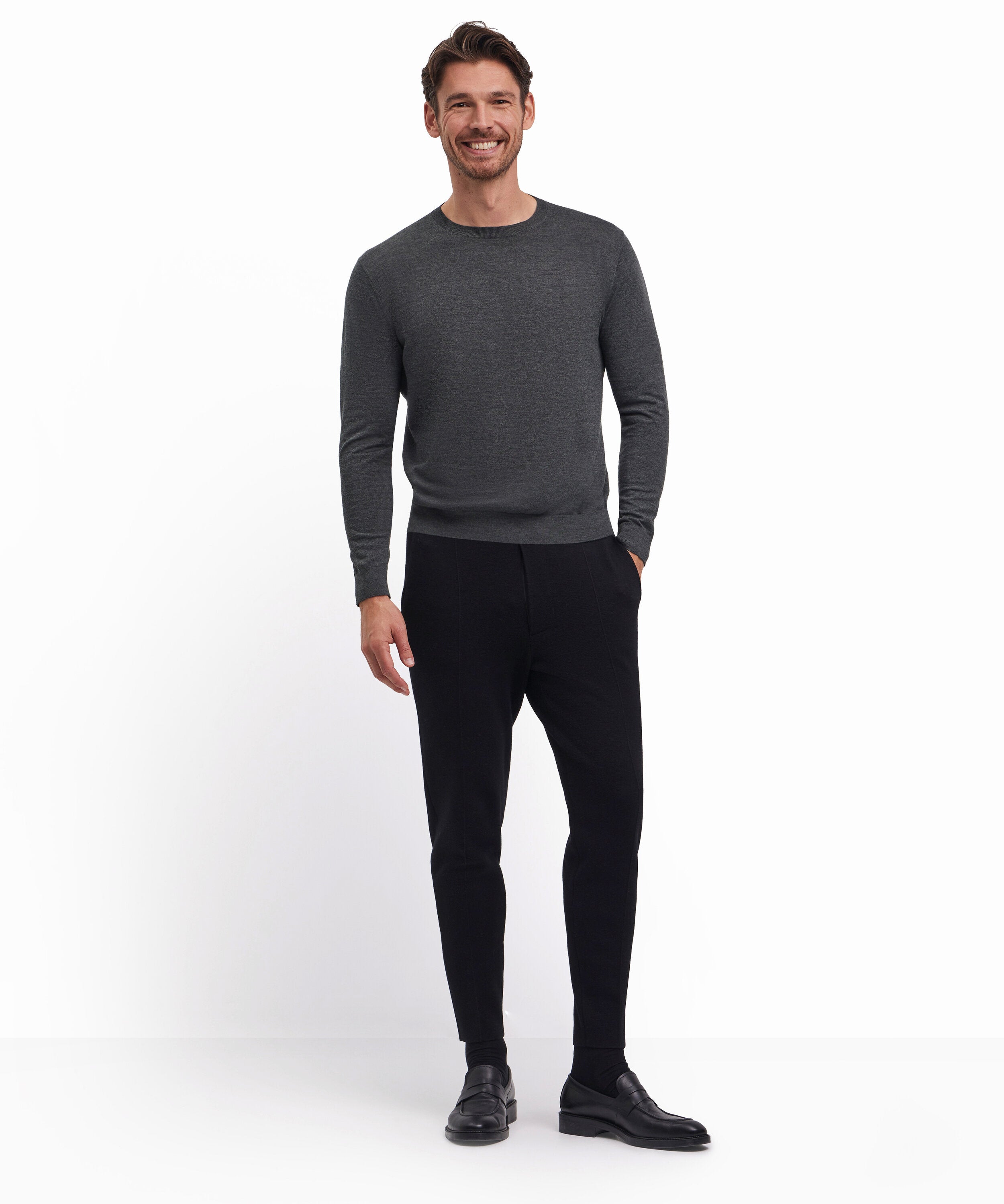 Falke Men Pullover Round-neck - Men - green mel.