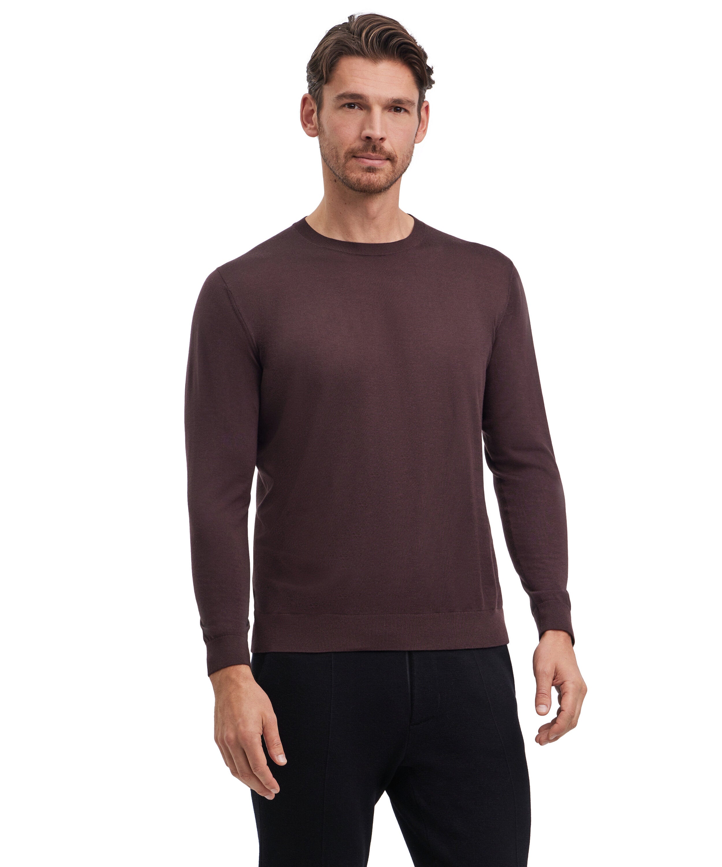 Falke Men Pullover Round-neck - Men - dark choco