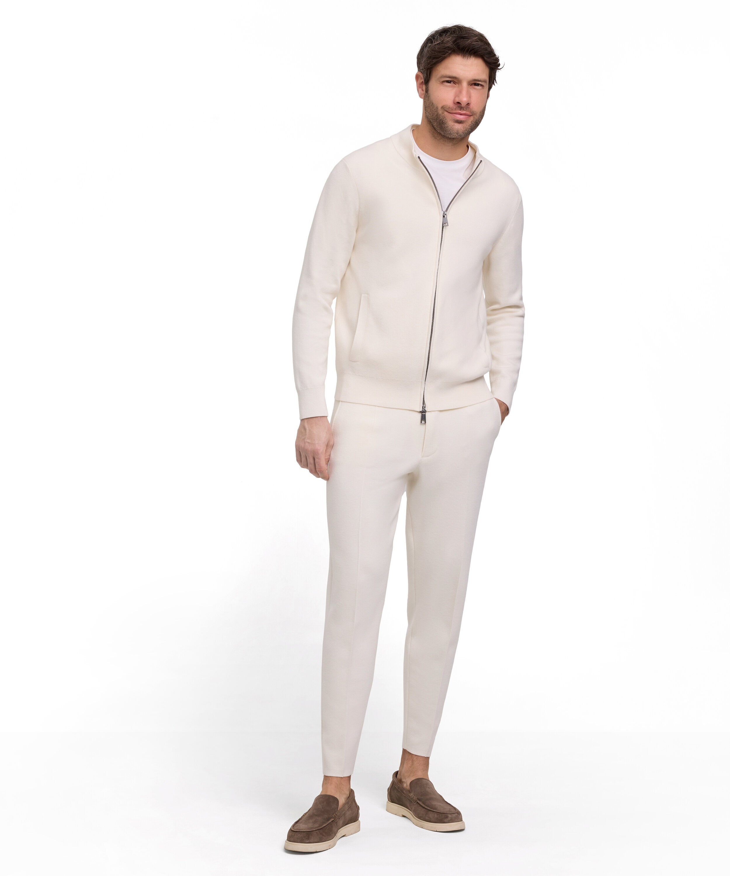 Falke Men Zip jacket Stand-up collar - Men - off-white