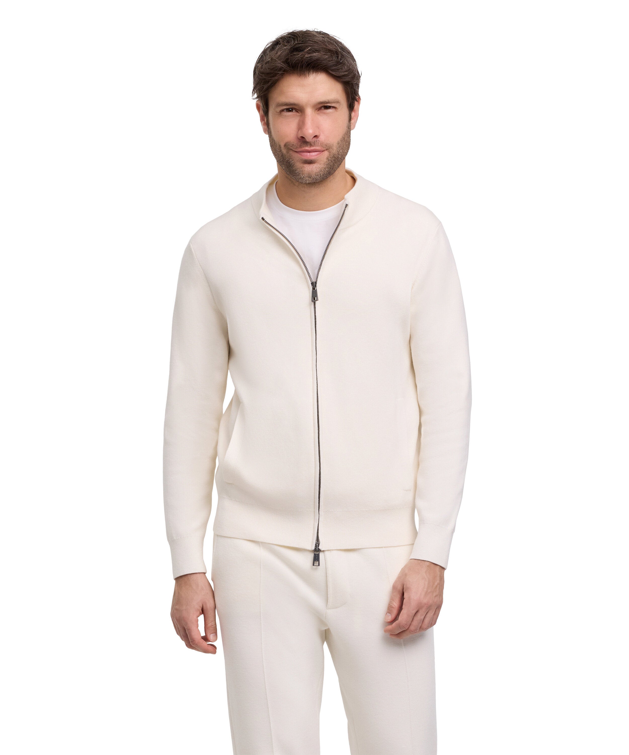 Falke Men Zip jacket Stand-up collar - Men - off-white