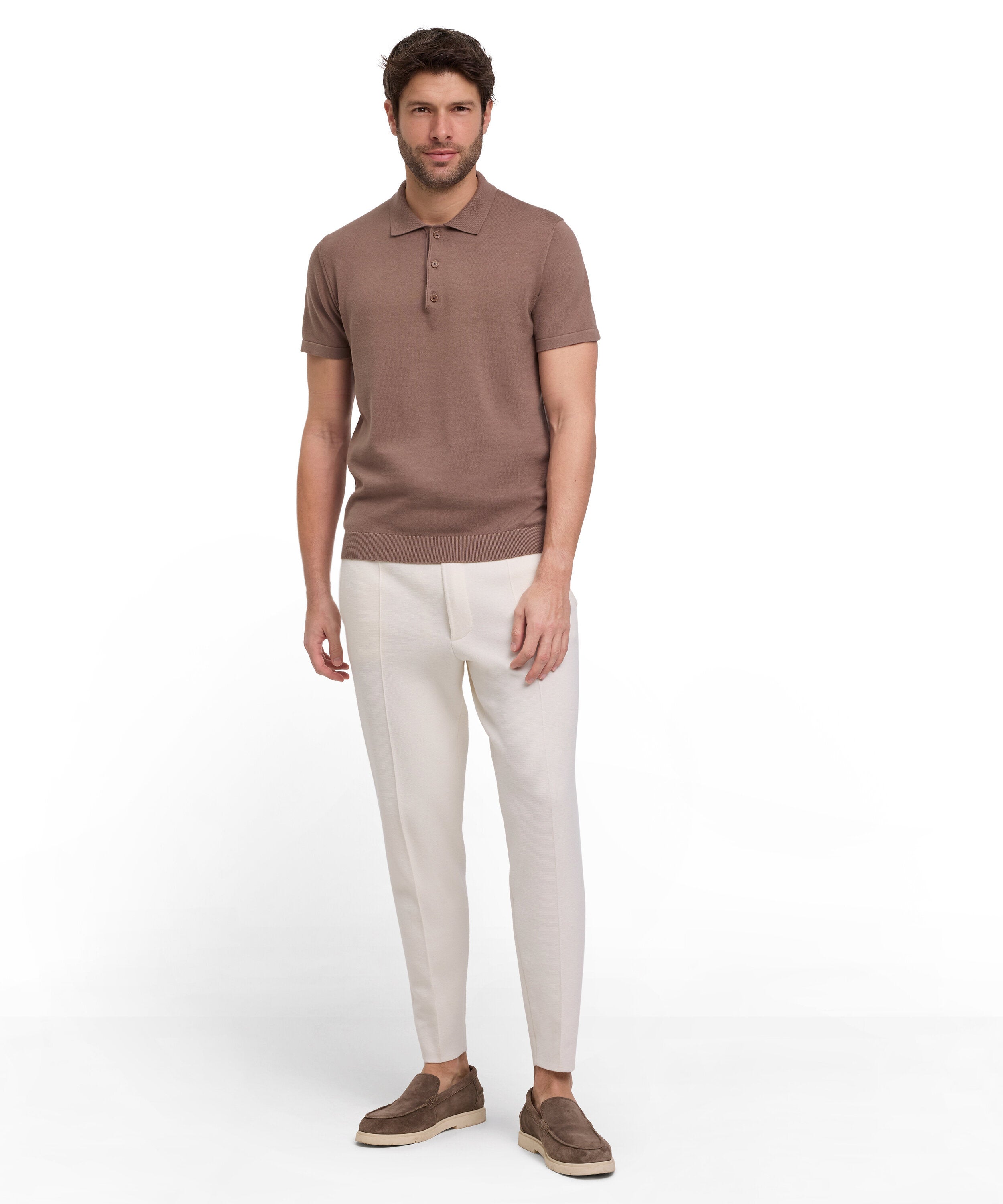 Falke Premium Knit Polo Men Polo shirt - Men - soil